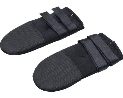 Zwei schwarze Hundeschuhe mit Klettverschluss