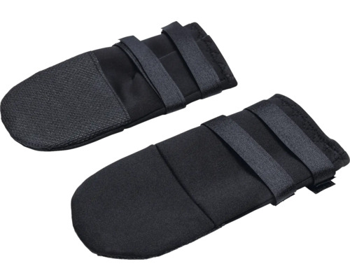 Zwei schwarze Hundeschuhe mit Klettverschluss