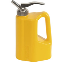 Gelbe Ölkanne mit Griff und Metallauslauf