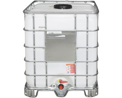 Wassertank mit Gitterkäfig und Auslaufhahn