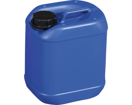 Blauer Kunststoffkanister mit Tragegriff und Schraubverschluss