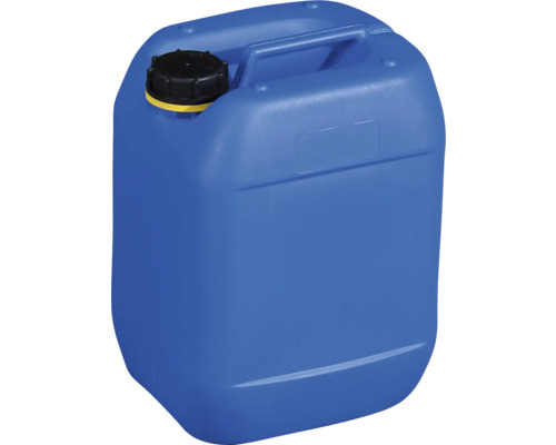 Blauer Kunststoffkanister mit schwarzem Verschluss und Tragegriff