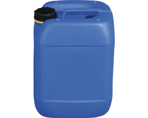 Blauer Kunststoffkanister mit schwarzem Schraubverschluss und Tragegriff