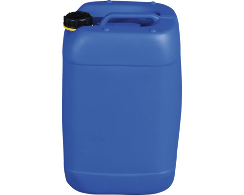 Blauer Kunststoffkanister mit schwarzem Schraubverschluss und Tragegriff