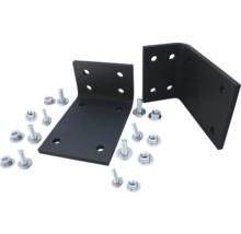 Zwei Winkelverbinder aus Metall mit Schrauben und Muttern