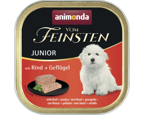 Hundefutter nass animonda vom Feinsten Junior mit Rind und Geflügel 150 g