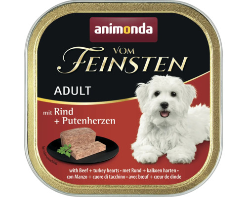 Hundefutter nass animonda vom Feinsten Adult mit Rind und Putenherzen 150 g