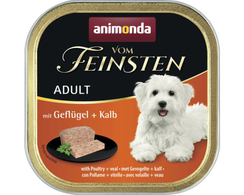 Hundefutter nass animonda vom Feinsten Adult mit Geflügel und Kalb 150 g