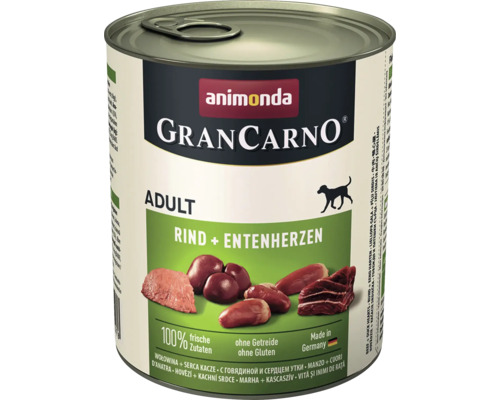 Hundefutter nass animonda Gran Carno Original Adult Rind + Entenherzen 800 g