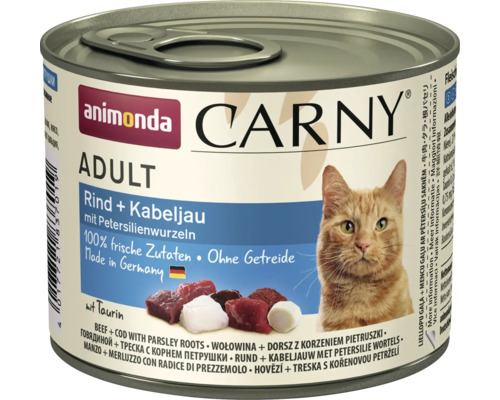 Katzenfutter nass animonda Carny Adult Rind & Kabeljau & Petersilienwurzeln 200 g