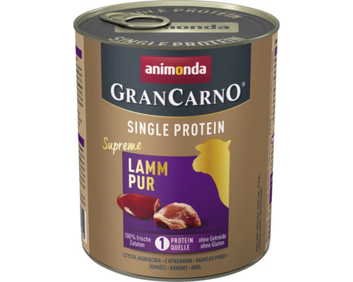 Hundefutter nass animonda Gran Carno Single Protein Lamm Pur 800 g