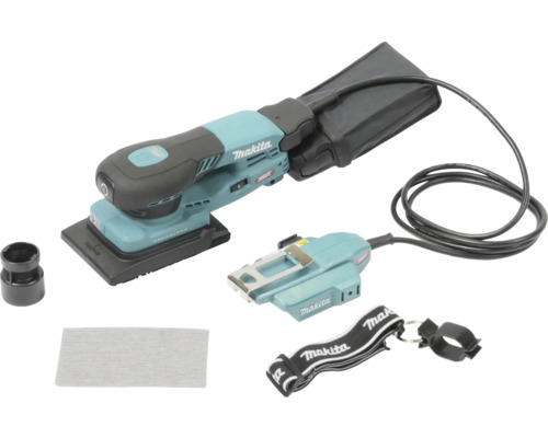Makita Akku-Schwingschleifer mit Staubbeutel, Zusatzakku und Zubehör