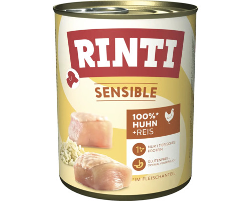 Hundefutter nass RINTI Sensible Huhn & Reis 800 g