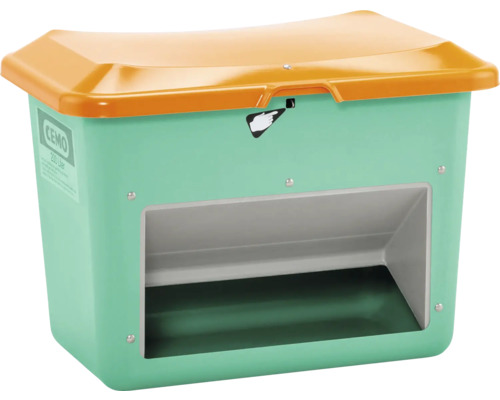 CEMO Streugutbehälter PLUS3 grün-orange-grau mit Entnahmeöffnung 200 l Cemo Streugutbehälter 200 Liter mit Entnahmeöffnung