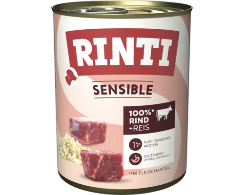 Hundefutter nass RINTI Rinti Sensible Rind & Reis 800 g