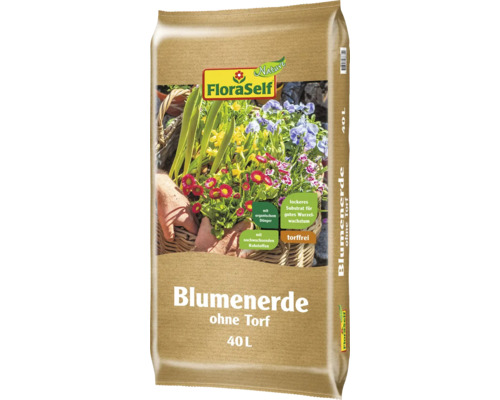 Floraself Blumenerde ohne Torf, 40 Liter Sack