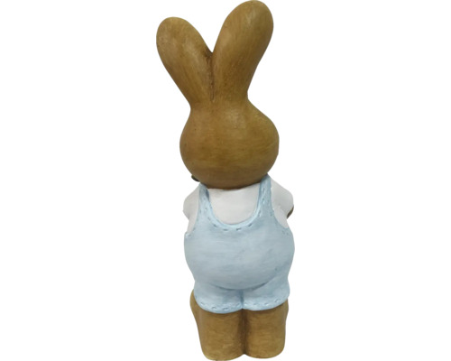 Dekofigur Hase mit Latzhose von hinten