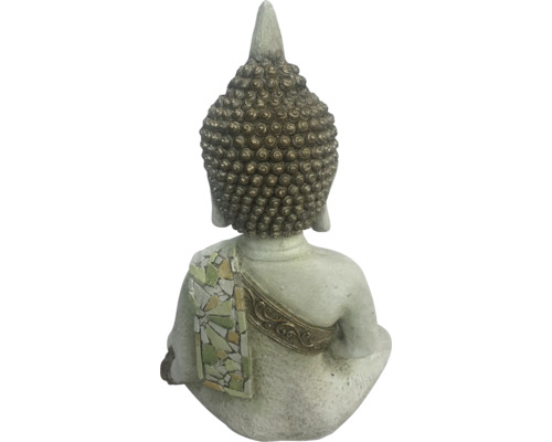 Rückansicht einer Buddha Statue mit Mosaikmuster