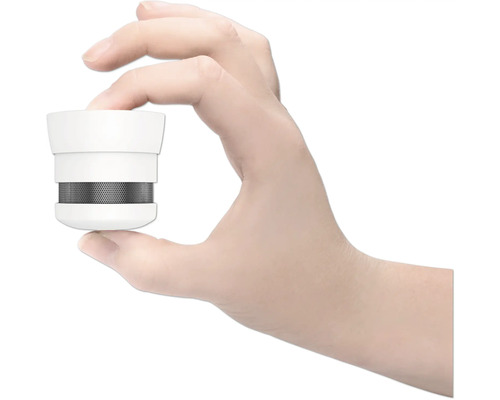 Hand hält Rauchmelder