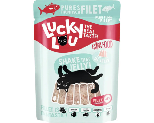 Katzenfutter nass Lucky Lou Extrafood Thunfischfilet in Jelly 70g Pouchbeutel