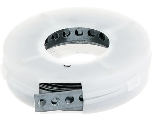 Lochband- und Montageband 17 mm, 3 m in Abrollkassettte, verzinkt Lochband auf Spule