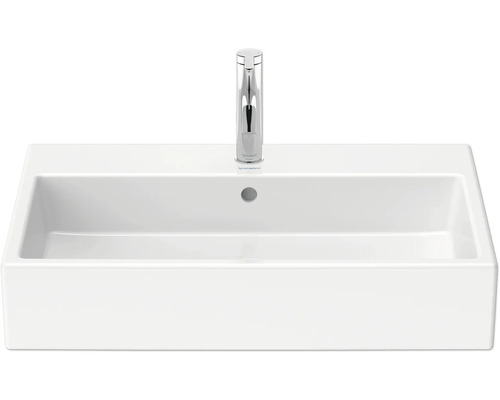 Rechteckiges Aufsatzwaschbecken aus Sanitärkeramik mit Armatur
