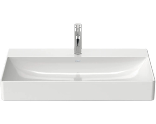 Rechteckiges Aufsatzwaschbecken aus Sanitärkeramik mit Armatur