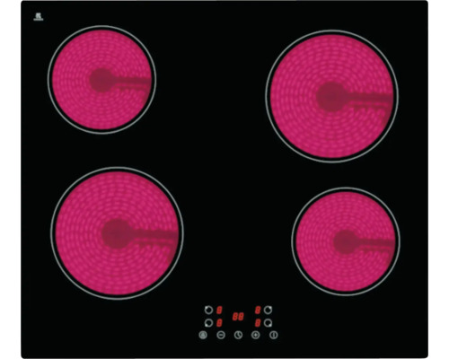 Ceranfeld mit vier Kochzonen in Betrieb
