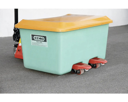 Transportbehälter mit Deckel und Rollen, 400 Liter Fassungsvermögen