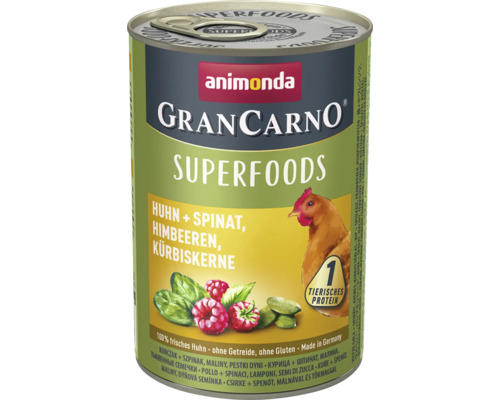 Hundefutter nass animonda Gran Carno Superfoods Huhn & Spinat 400 g