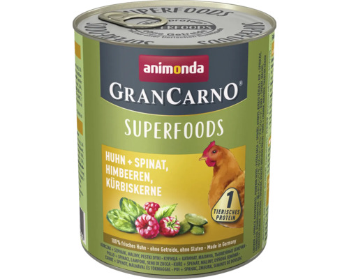 Hundefutter nass animonda Gran Carno Superfood Huhn & Spinat 800 g