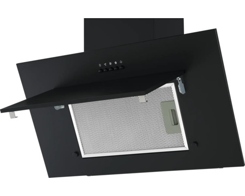 Schwarze Dunstabzugshaube mit Metallfilter