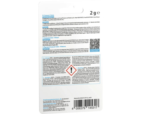 Informationen zu Knauf Compact Colors Farbpigmenten und Sicherheitshinweise