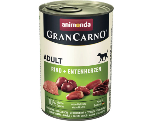 Hundefutter nass animonda Grand Carno Adult Rind/Entenherzen 400 g