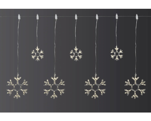 LED Lichterkette Lafiora Schneeflocke 0,9 m + Zuleitungslänge 5 m 330 LEDs Lichtfarbe warmweiß dimmbar inkl. 6 Stunden Timer LED Lichterkette mit Schneeflockenmotiven