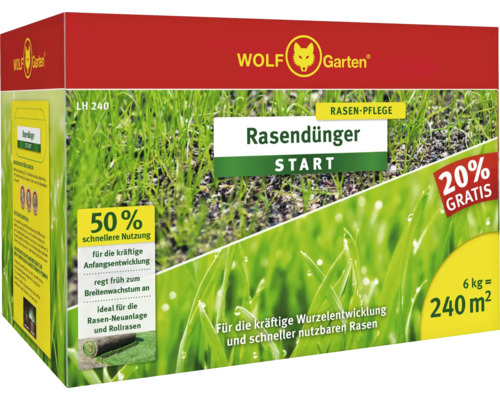 Rasendünger START WOLF-Garten 6,25kg 250 m² Wolf Garten Rasendünger Start Packung zur Rasenpflege