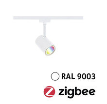 Schiene mit Strahler RAL 9003 und Zigbee Logo