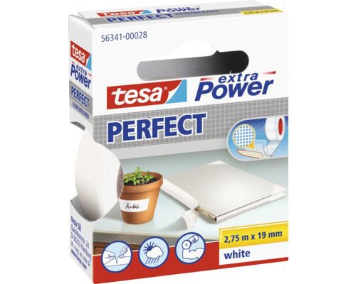 tesa extra Power Perfect Gewebeband weiß 2,75m x 19mm Tesa extra Power Perfect Gewebeband, 2,75 m x 19 mm
