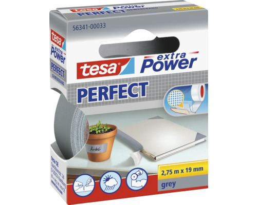 tesa extra Power Perfect Gewebeband grau 2,75m x 19mm