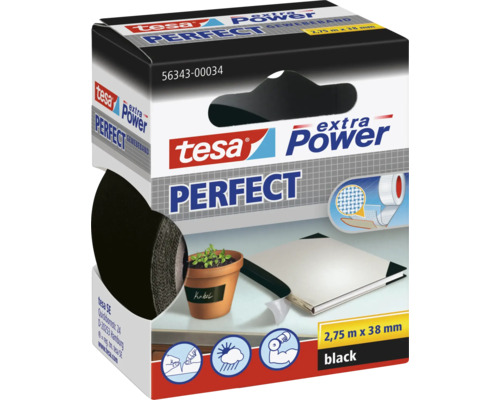 tesa extra Power Perfect Gewebeband schwarz 2,75m x 38mm Tesa Extra Power Perfect Gewebeband, 2,75 m x 38 mm, schwarz