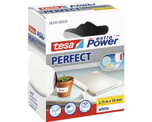 tesa extra Power Perfect Gewebeband weiß 2,75m x 38mm