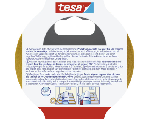 tesa doppelseitiges Verlegeband extra stark klebend 10m x 50mm Tesa Logo