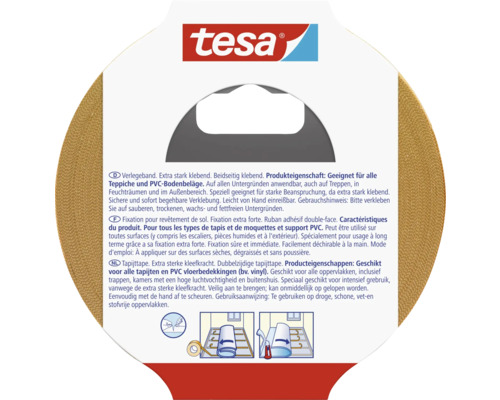Tesa Logo, Teppichklebeband für Teppiche und PVC-Bodenbeläge