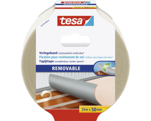 Tesa Verlegeband, rückstandsfrei entfernbar, 25 Meter x 50 Millimeter