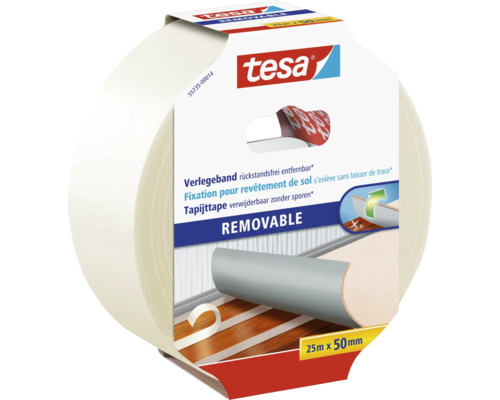 Tesa Verlegeband, rückstandsfrei entfernbar, 25 Meter x 50 Millimeter