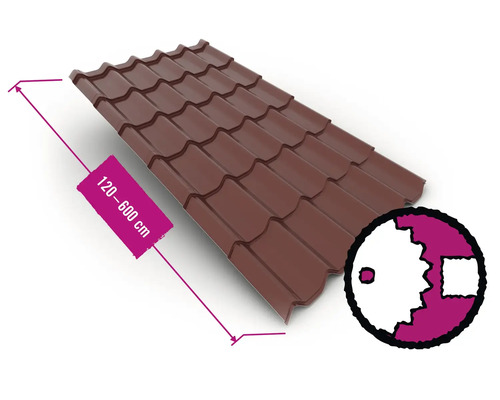 Dachziegel aus Metall mit einer Länge von 120 bis 600 Zentimetern