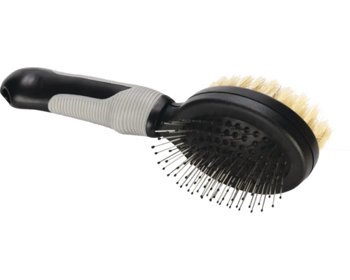 Doppelbürste für die Tierpflege mit Borsten und Metallstiften