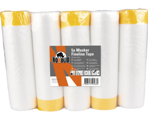 ROXOLID Profipack Fineline Masker Kombi-Mask Abdeckfolie und Abdeckband 270 cm x 16 m 5 Stück ROXOLID Profipack Fineline Masker Kombi-Mask Abdeckfolie und Abdeckband 270 cm x 16 m 5 Stück