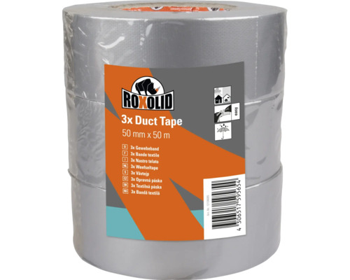 ROXOLID Duct Tape / Gaffa Tape Gewebeband silber 50 mm x 50 m 3 Stück ROXOLID Duct Tape / Gaffa Tape Gewebeband silber 50 mm x 50 m 3 Stück