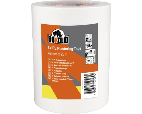ROXOLID Profipack PE Plastering Tape Verputzerband weiß 48 mm x 25 m 3 Stück ROXOLID Profipack PE Plastering Tape Verputzerband weiß 48 mm x 25 m 3 Stück